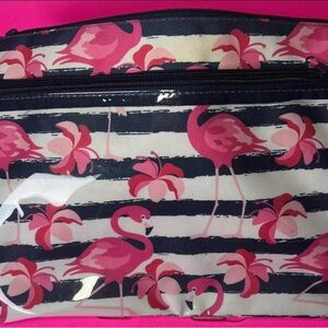 Pink Multicolor Flamingo makeup bag